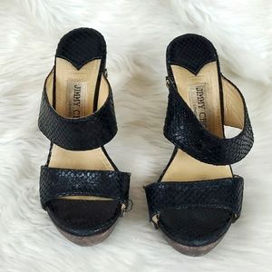 Jimmy Choo black sandals heel shoes women size 35